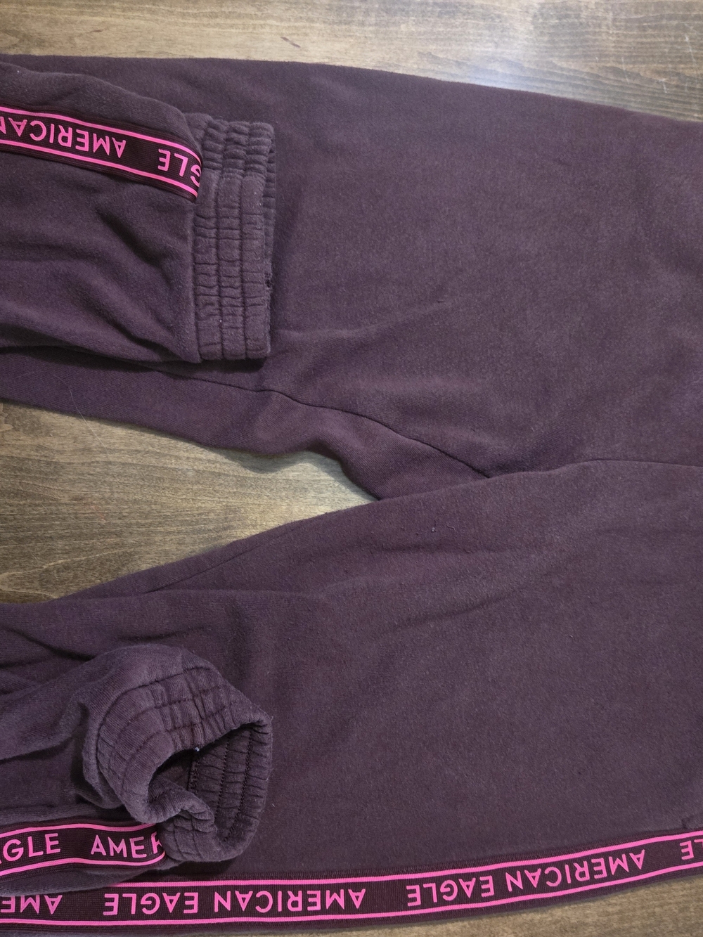 American Eagle Outfitters Plum Sweatpants with Pink Logo Tape